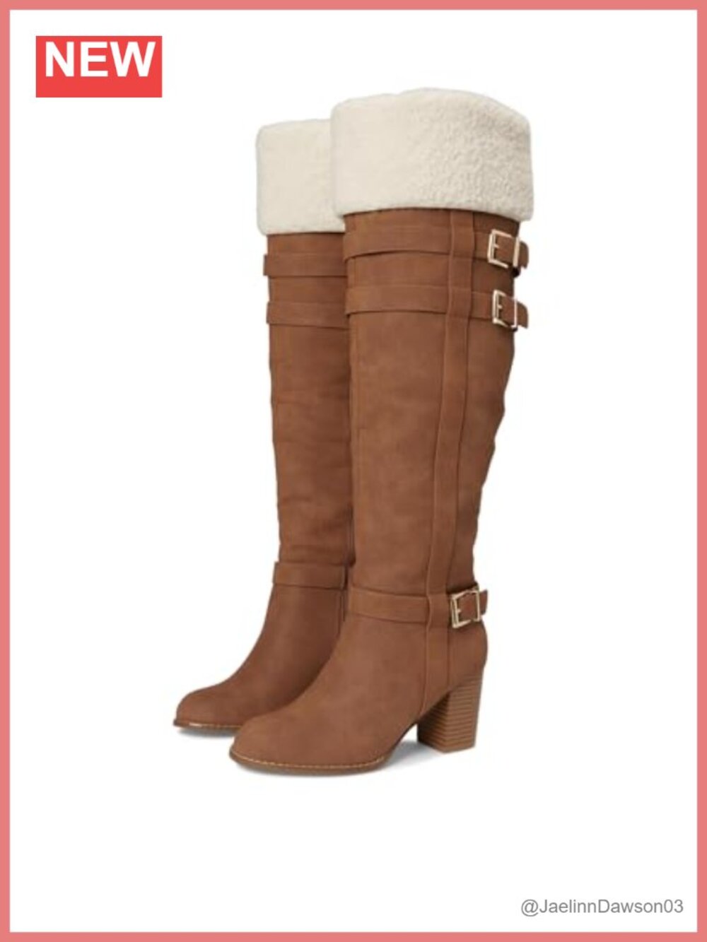 Over-the-Knee Boots Faux Fur Collar Block Heel Zip